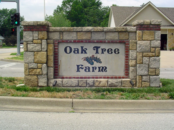Entrance to the beautiful Oak Tree Farm subdivision.