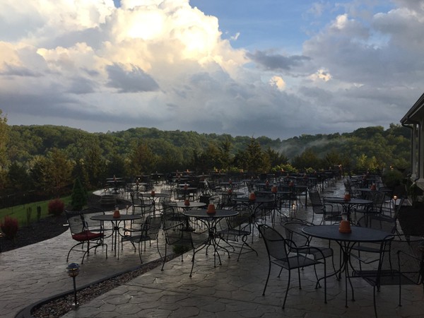 The beautiful Holts Summit Winery welcomes a rainshower to cool down a muggy summer afternoon