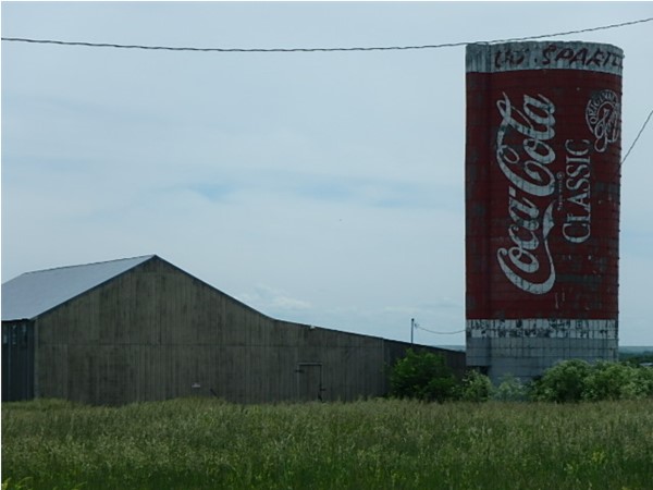 A landmark of sorts, the Coca Cola silo on the west side of Emporia