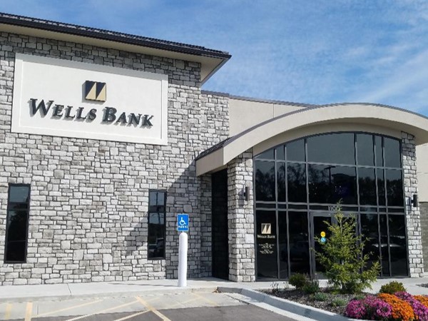 Wells Bank is located across from the post office. Newly remodeled location!! Great people