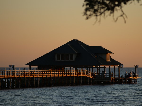 The sun is setting at Old Settlement at Big Lake