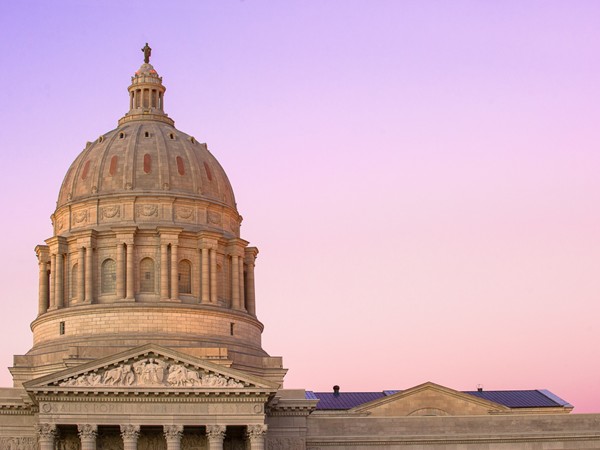 A gorgeous sky is the backdrop for our incredible state capitol building in downtown Jefferson City