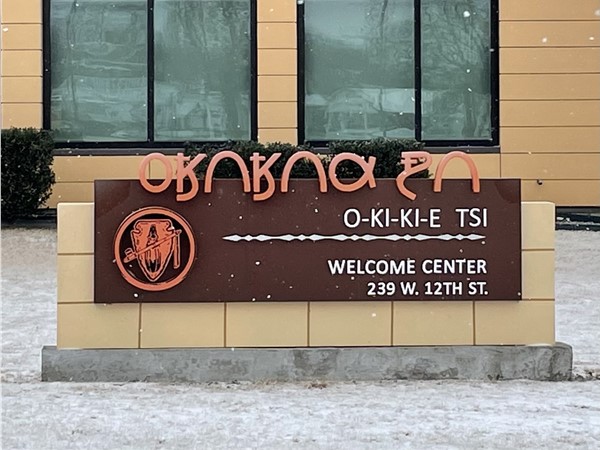 Welcome Center written in the Osage alphabet