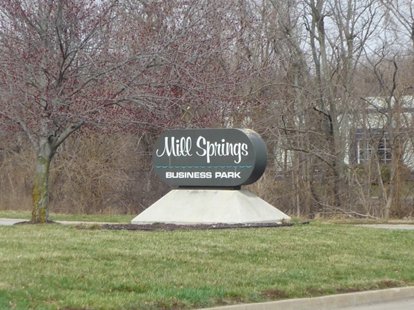 The sign at the entrance to the Mill Springs Business Park at Hunter Drive and 7 Highway