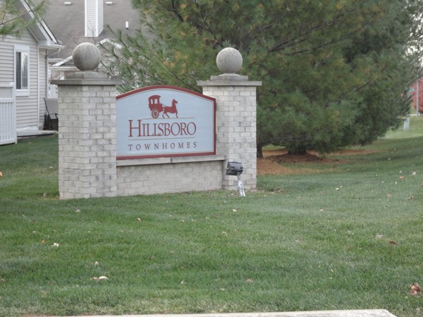 Entrance to Hillsboro Townhomes on the south side of Des Moines