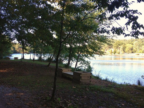 Lovely place to sit at the entrance to Cosby Lake's back trail
