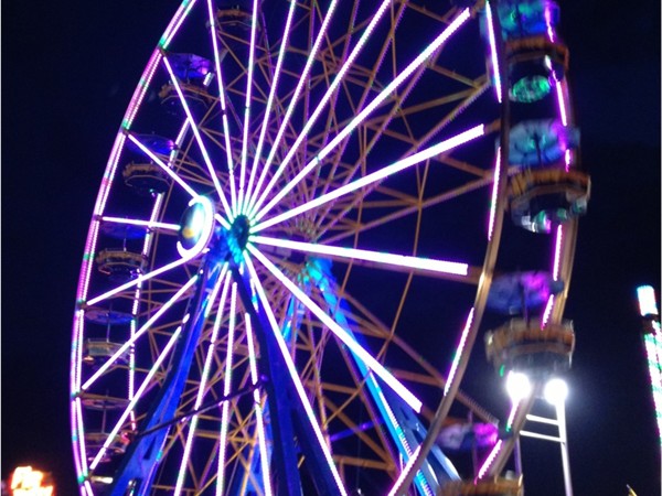 Missouri State Fair ferris wheel, all lit up 