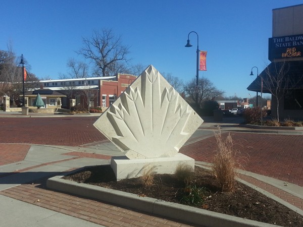 A sculpture in downtown Baldwin City