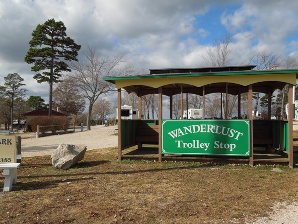 Trolley Stop at Wanderlust RV Park on Passion Play Road, Eureka Springs