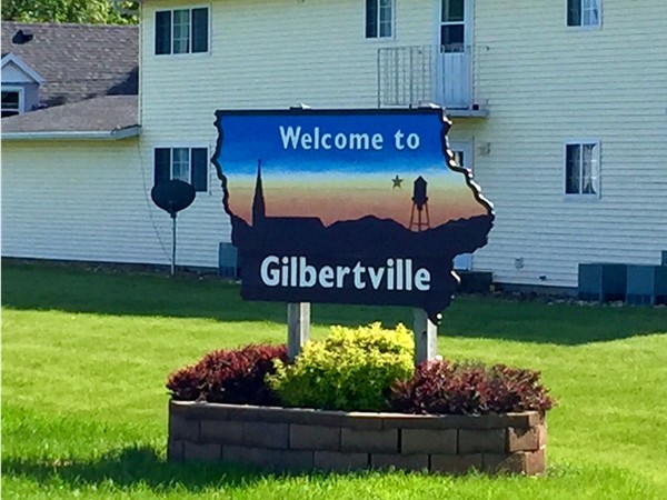 Welcome sign as you enter on the east side of Gilbertville