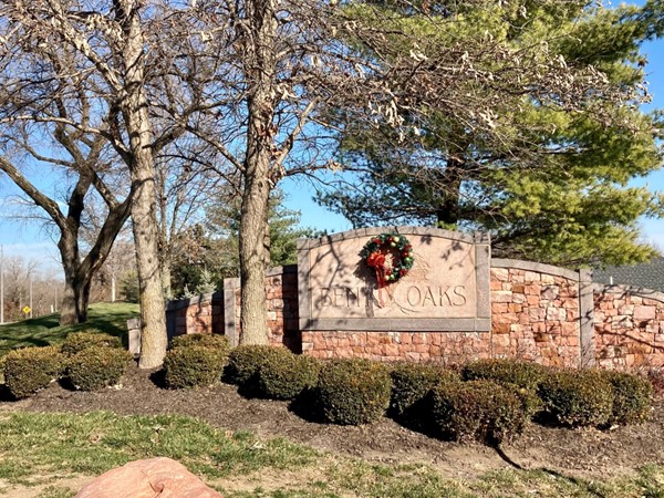 Bent Oaks entrance during the holidays