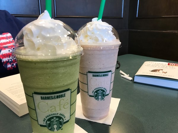 Half price Frappacinos at Barnes and Noble in Northwest Oklahoma City. Popular spot