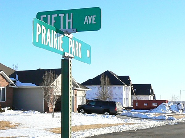 Existing homes and new construction in Buhler's newest subdivision on Prairie Park Lane