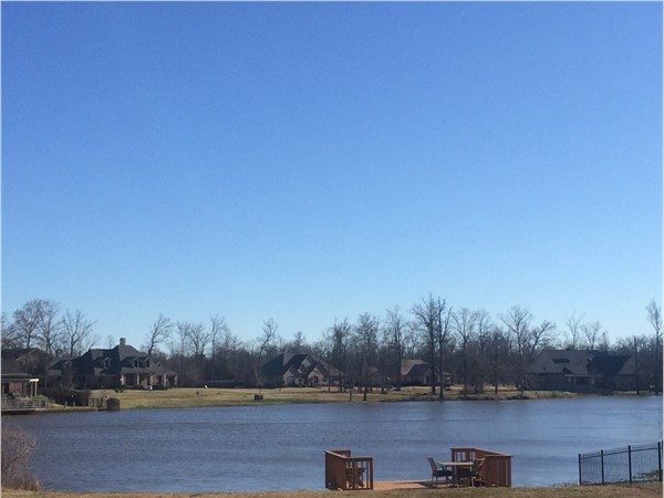 Amazing view of private, stocked pond in Southeast Shreveport's gated Burgundy Oaks 