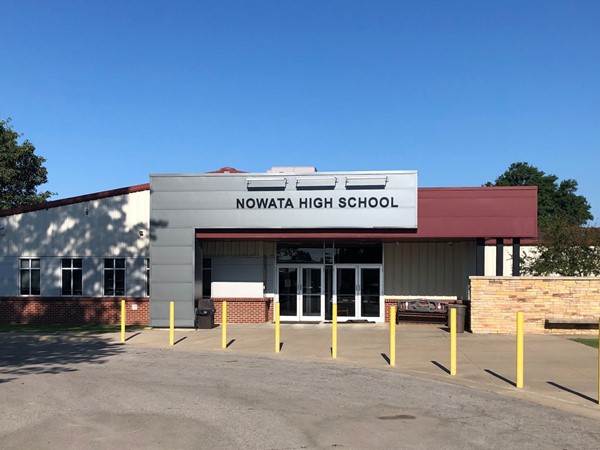 Nowata High School. The band and football team are already practicing 