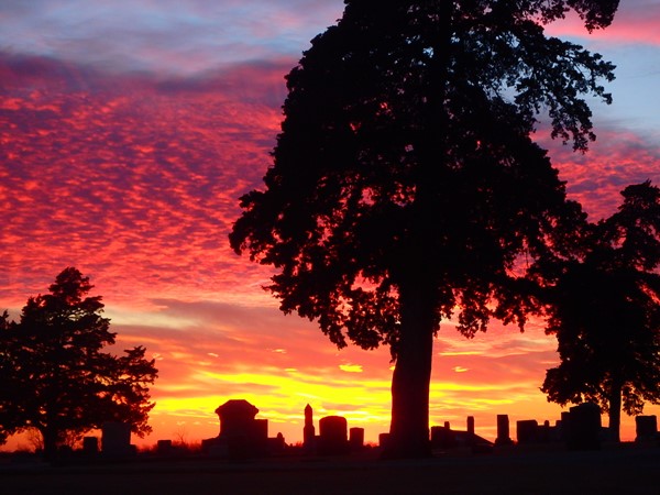 Lyndon Cemetery at sunset
