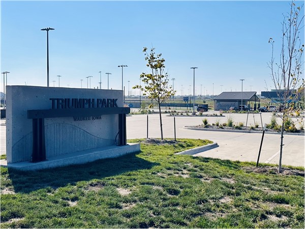 The impressive 66-acre Triumph Park features a sports complex with 12 softball/baseball fields