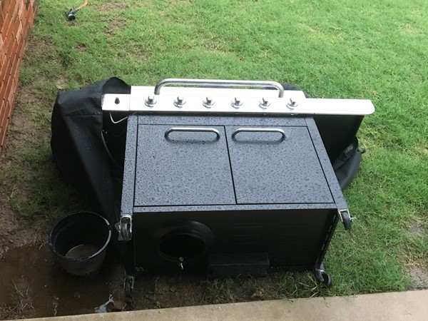 Today's thunderstorms and high winds knocked my grill right over...bang
