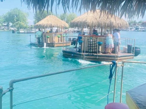 Tropical blue waters on the Detroit River around Belle Isle with Aloha Tiki Tours