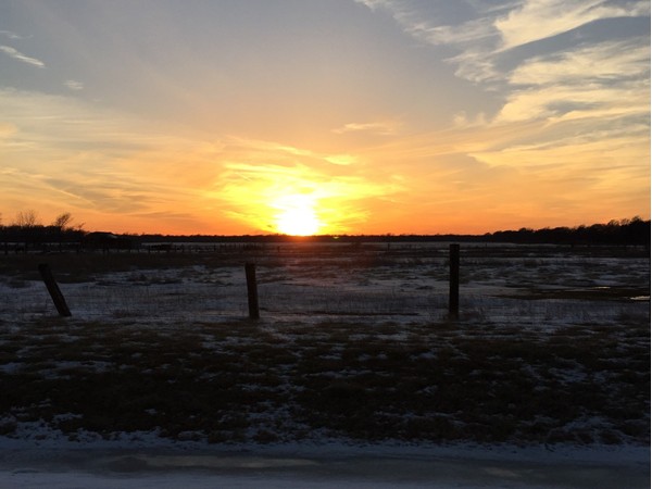 Untouched natural beauty. Beautiful, bright sunset over melting snow