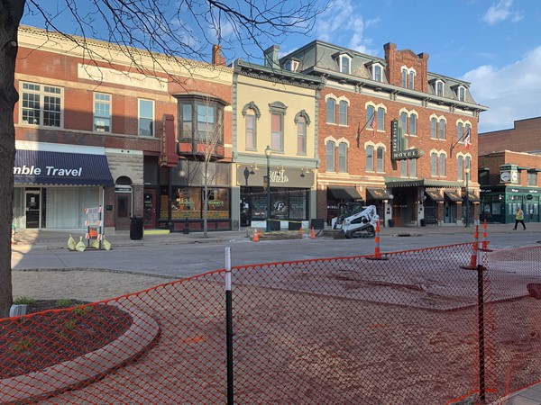 New brickwork under way in the 100 block of Downtown Cedar Falls