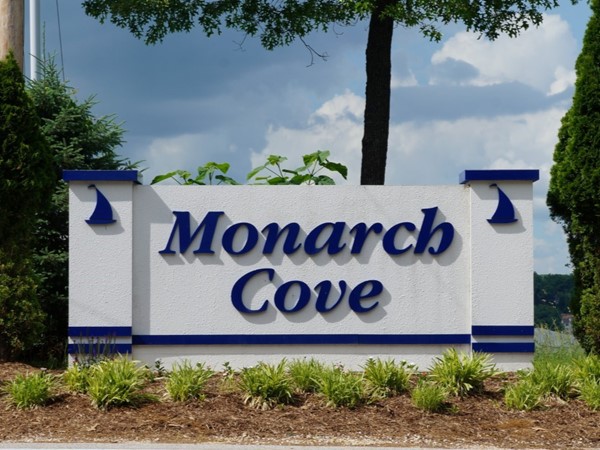 Entrance sign at the Monarch Cove Condominiums