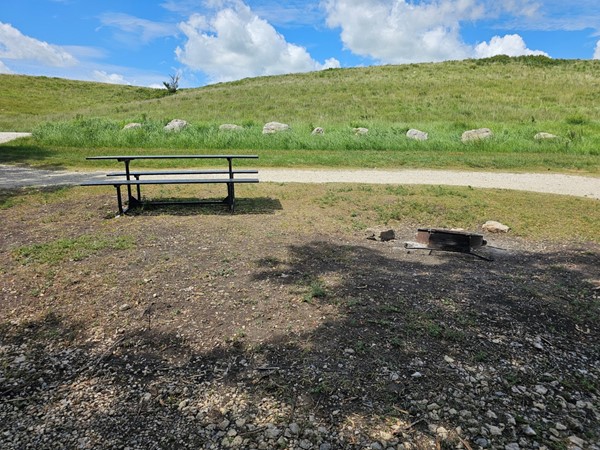 Simple joys at Chase Lake—just a picnic table, a grill, and wide open Flint Hills views