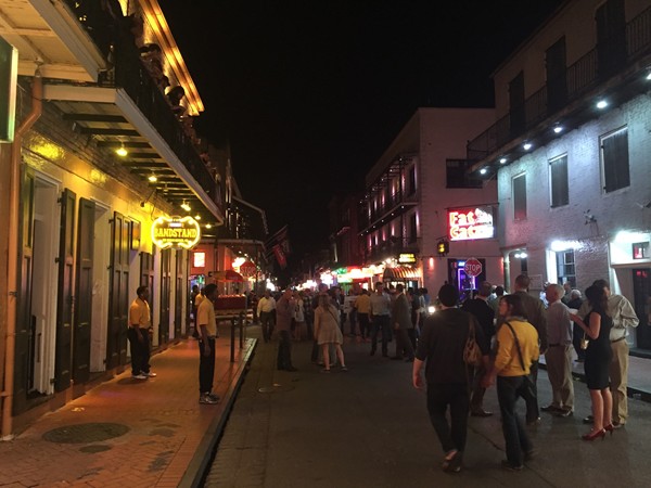 The infamous Bourbon Street on a Wednesday night