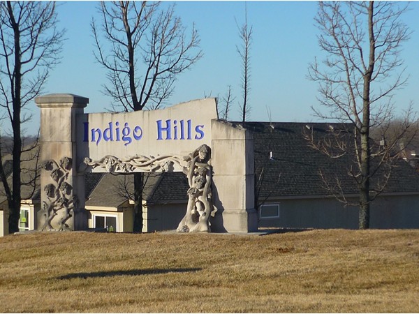 The sign at the entrance to Indigo Hills subdivision 