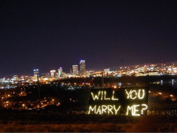Overlooking downtown Little Rock from the Veterans Hospital. A perfect place for a marriage proposal