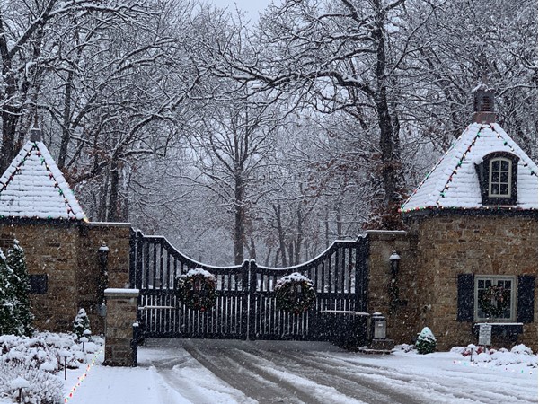 Snowy gates to Dover Pond