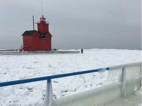 Big Red Lighthouse is a landmark at the Holland State Park 