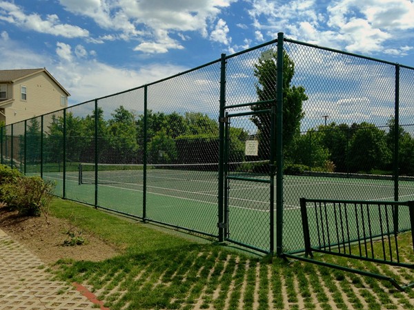 One amenity in Barclay Park is the private tennis court 