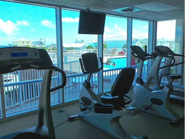 Sanibel exercise room--workout with a view!