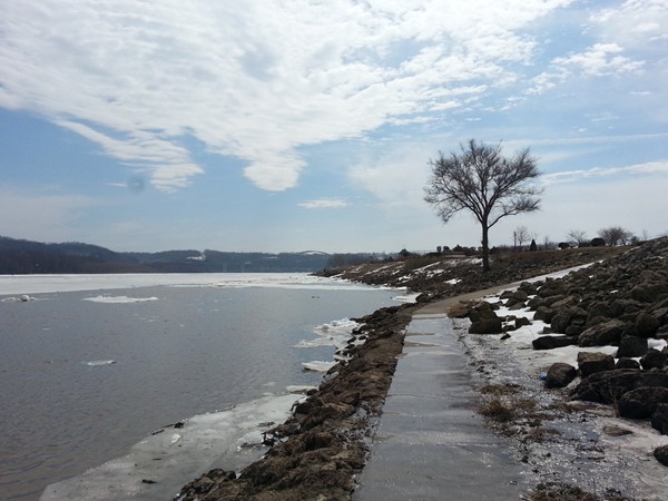 Riverwalk near Lock and Dam during the spring thaw