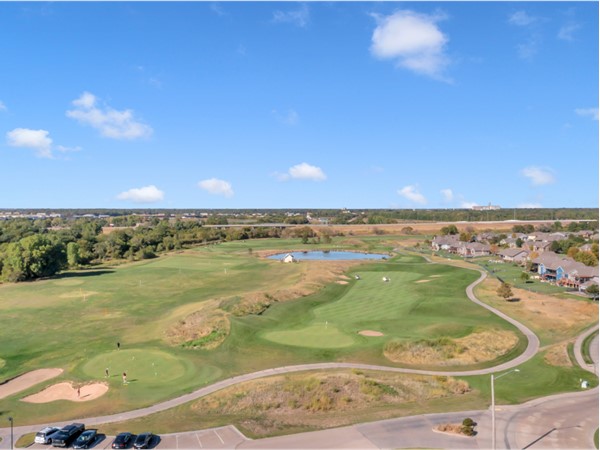 Aerial view of Sand Creek Station Golf Course in Newton 