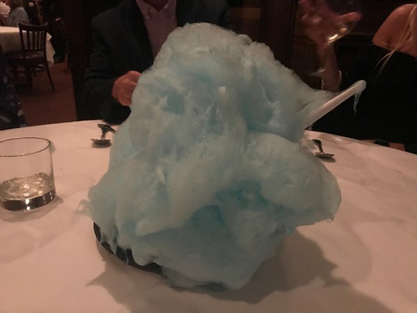 A Ruffino’s tradition, cotton candy for desert...one of the best Italian Steakhouse's in town