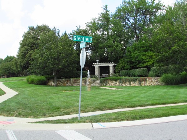 The main entrance to the subdivision on Mission Road