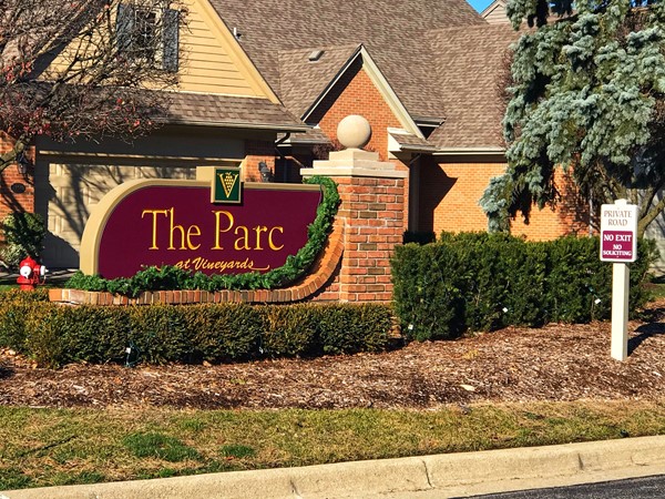 The Parc at Vineyards condominiums. Entrance off of Ryan Road