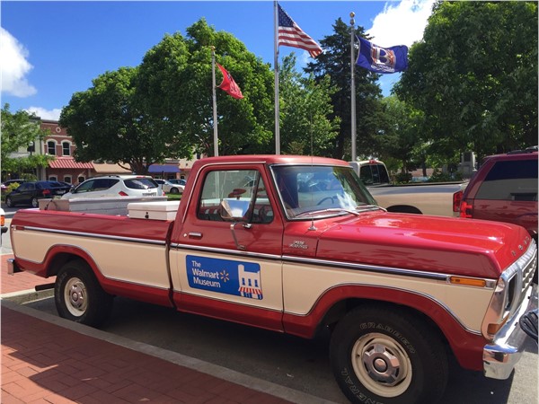 Sam Walton's pickup truck parked in front of the Walton 5-10 Museum in downtown Bentonville 