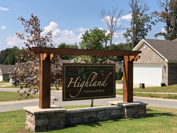Entrance to Highland Village Subdivision in Alexander, Arkansas located in Saline County