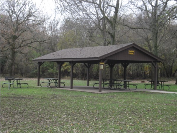 One of four shelters at the park