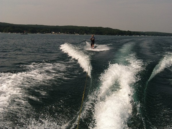 An afternoon of wake boarding on Higgins Lake