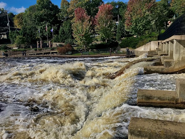 The powerful waters of the Rockford Dam when the water was high
