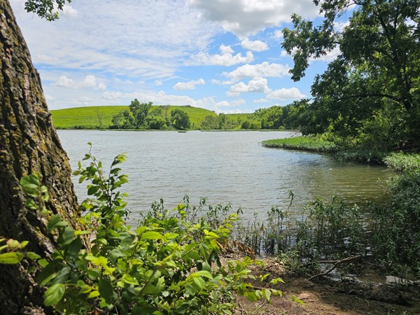 Framed by trees and Flint Hills views, Chase Lake always finds a way to slow the day down