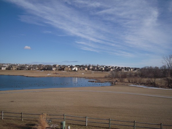 This is a view of the lake from many homes that surround it