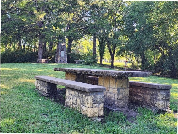 Picnic tables and shelters are throughout the park 