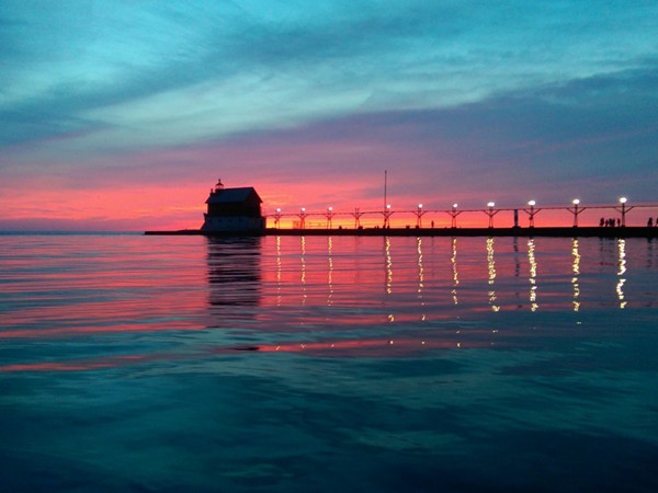 Lake Michigan unsalted.  Grand Haven is known for some of the best sunsets in Michigan!