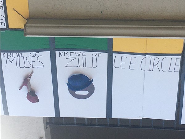 Yardi Gras is alive! Mardi Gras-Opoly, a fedora for Zulu, a stiletto for Muses, and 0 for Lee's Cir
