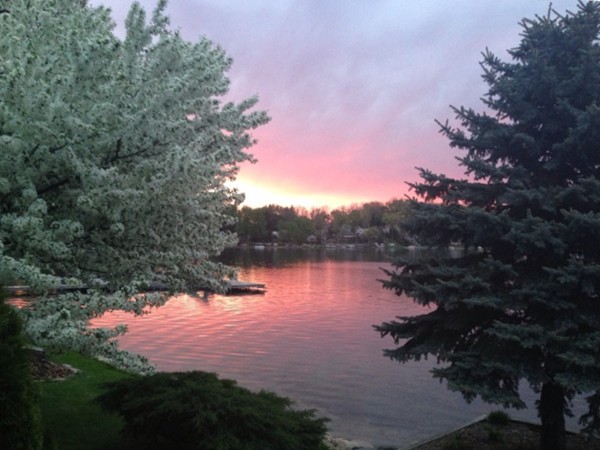 Gorgeous late spring sunset over private all sports Fonda Lake.